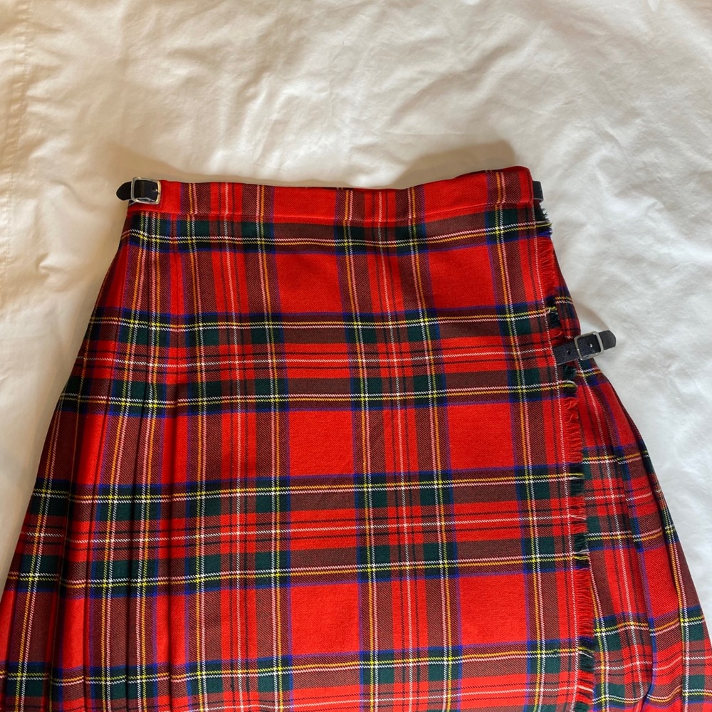 Hunt Club Red Royal Stewart‎ Tartan Wool Kilt Midi Skirt 12 - Picture 5 of 16
